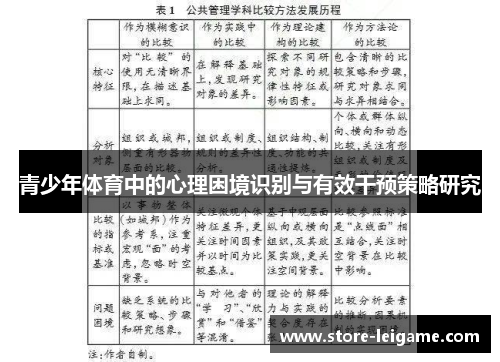 青少年体育中的心理困境识别与有效干预策略研究